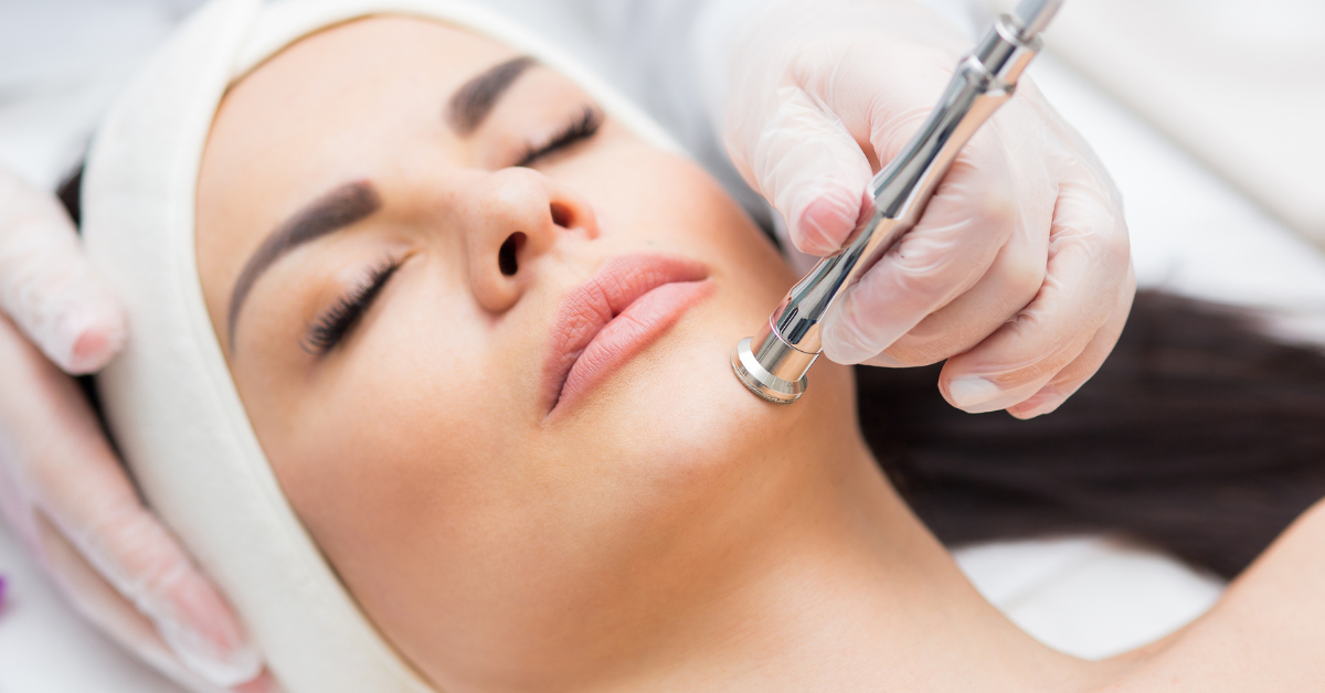 Microdermabrasion Woman receiving microdermabrasion treatment